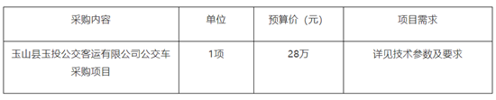 28萬元，玉山縣公交車采購項目(圖1)